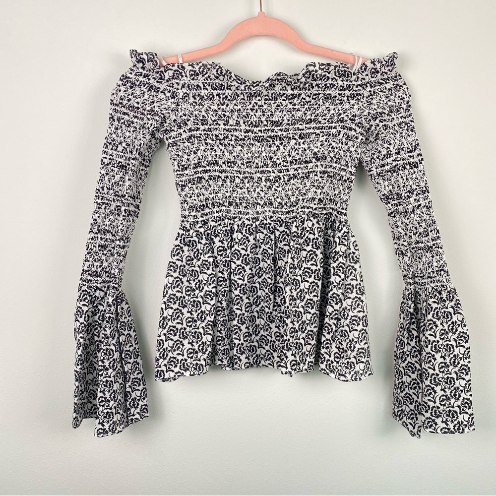 NEW A.L.C. Silk printed Off-the-Shoulder Top